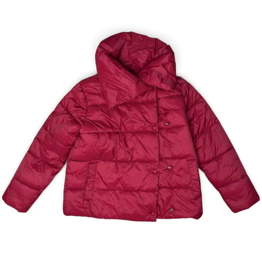 Banana Republic Short Duvet Puffer Coat Women’s S Red Currant Funnel Neck